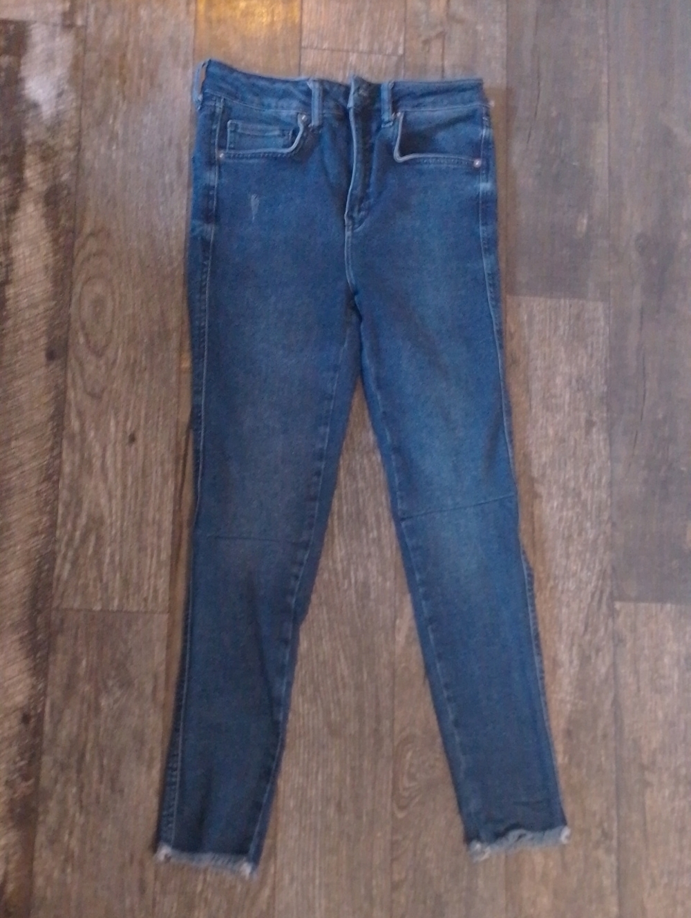 Free People Indigo Skinny Jeans High Waisted Cut Off Crop Denim We The Free 28